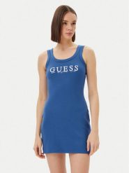 Guess Sukienka codzienna V5GK06 K8RT2 Niebieski Slim Fit. Niebieskie sukienki damskie Guess, z aplikacjami, z wiskozy, bez ramiączek. Za 249.99 zł.