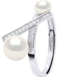 Pearline Srebrny pierścionek z perłą i cyrkoniami rozmiar: onesize. Białe pierścionki damskie Pearline, z cyrkonią, srebrne. Za 173.99 zł.