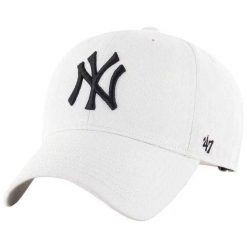 Czapka Z Daszkiem MLB New York Yankees. Białe czapki z daszkiem damskie 47 Brand, na lato, bez wzorów, z materiału. Za 99.99 zł.