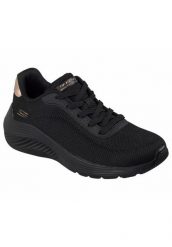 Buty SKECHERS BOBS SQUAD WAVES CURRENT Czarny. Czarne obuwie trekkingowe damskie Skechers, z materiału, bez zapięcia. Za 249.99 zł.