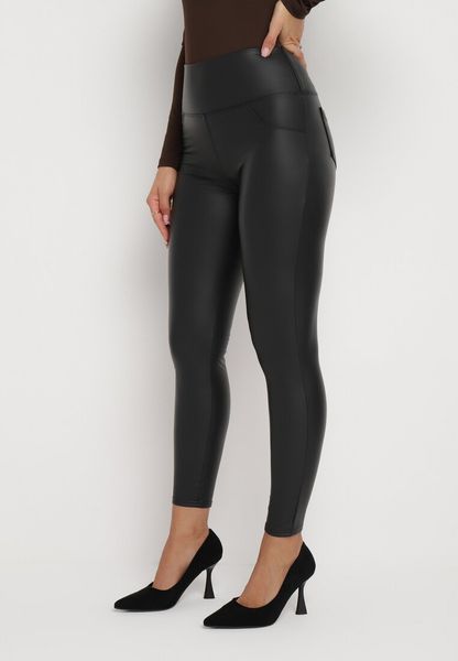 Czarne Legginsy z Ekoskóry z Wysokim Stanem Alehtte. Czarne legginsy damskie Born2be, m, bez wzorów, z jeansu. Za 49.99 zł.