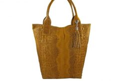 Worek skórzany BARBERINI'S c. żółty 375/7-43. Żółte shopper bag Barberinis, bez wzorów, ze skóry, bez dodatków. Za 219.99 zł.