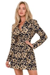 Żakietowa sukienka marynarka z paskiem i modnym nadrukiem. Marynarki i żakiety damskie MOE, xxl, bez wzorów, eleganckie. Za 439.00 zł.