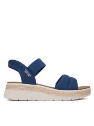 Skechers Sandały BOBS Sun Ray 114413/NVY Granatowy. Niebieskie sandały damskie Skechers, bez wzorów, z materiału, bez obcasa, na płaskiej podeszwie, bez zapięcia. Za 289.99 zł.