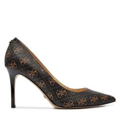 Szpilki Guess. Brązowe szpilki damskie Guess, z aplikacjami, bez obcasa, na szpilce, bez zapięcia. Za 489.99 zł.