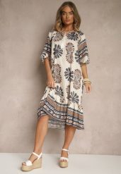 Czarna Pudełkowa Sukienka z Wiskozy w Abstrakcyjny Wzór Revirelle. Czarne sukienki damskie Renee, bez wzorów, z materiału, eleganckie, bez ramiączek. W wyprzedaży za 55.99 zł.