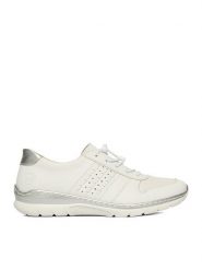 Rieker Półbuty CEO-L32F3-80 Écru. Półbuty damskie Rieker, bez wzorów, ze skóry, bez obcasa, na płaskiej podeszwie, bez zapięcia. Za 359.99 zł.