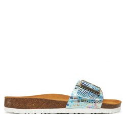 Klapki Dr. Brinkmann. Niebieskie klapki damskie Dr. Brinkmann, bez wzorów, bez obcasa, bez zapięcia. Za 219.99 zł.