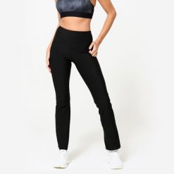 Legginsy fitness damskie Domyos. Czarne legginsy damskie DOMYOS, l, bez wzorów, z elastanu. Za 59.99 zł.
