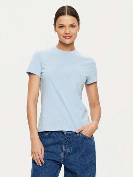 Calvin Klein T-Shirt K20K208061 Błękitny Regular Fit. Niebieskie t-shirty damskie Calvin Klein, m, bez wzorów, z bawełny, bez kołnierzyka. Za 99.99 zł.