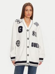 Guess T-Shirt V4BQ08 KCHV0 Biały Boxy Fit. Białe t-shirty damskie Guess, l, z aplikacjami, z bawełny, bez kołnierzyka. Za 599.99 zł.