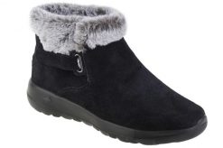 Buty zimowe damskie, Skechers On The Go Joy - First Glance. Czarne obuwie trekkingowe damskie Skechers, z materiału, przed kolano, bez zapięcia. Za 299.99 zł.