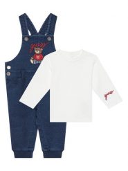 Guess Komplet bluzka i spodnie I5YG10 K6YW1 Biały Regular Fit. Białe spodnie niemowlęce Guess, z aplikacjami, z bawełny, bez kołnierzyka, bez ramiączek. Za 199.99 zł.