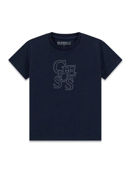 Guess T-Shirt N6RI17 grK8HM4 Granatowy Regular Fit. Niebieskie t-shirty i koszulki chłopięce Guess, z aplikacjami, z bawełny, bez kołnierzyka, bez ramiączek. Za 119.99 zł.