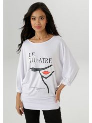 Aniston Koszulka w kolorze białym rozmiar: 40. Białe koszulki damskie Aniston, bez wzorów, bez kołnierzyka, bez ramiączek. Za 39.40 zł.