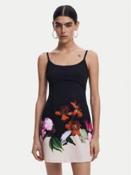 Desigual Sukienka letnia Le Mans 25SWVW16 Czarny Regular Fit. Czarne sukienki damskie Desigual, bez wzorów, z syntetyku, bez ramiączek. Za 349.99 zł.