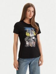 DKNY T-Shirt P61M0WNA Czarny Regular Fit. Czarne t-shirty damskie DKNY, m, bez wzorów, z bawełny, bez kołnierzyka. Za 389.99 zł.