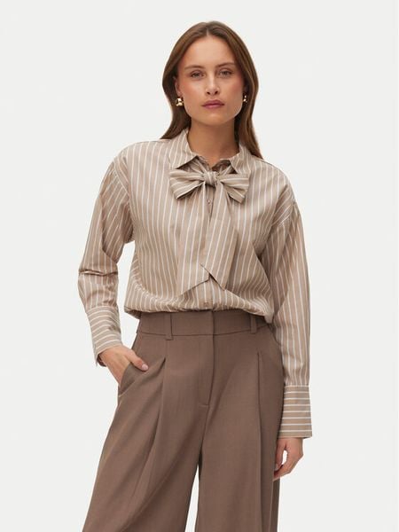 Vero Moda Koszula Islunn 10342449 Beżowy Regular Fit. Brązowe koszule damskie Vero Moda, l, bez wzorów, z bawełny, bez kołnierzyka, bez ramiączek. Za 179.99 zł.