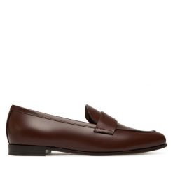 Półbuty Max Mara. Brązowe półbuty damskie Max Mara, bez wzorów, bez obcasa, na płaskiej podeszwie, bez zapięcia. Za 2,689.00 zł.