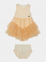 Guess Sukienka codzienna A4RK03 KC3F0 Beżowy Regular Fit. Brązowe sukienki dziewczęce Guess, z aplikacjami, z syntetyku, bez ramiączek, proste. Za 159.99 zł.