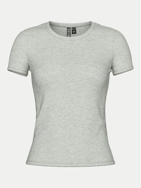 Pieces T-Shirt May 17154483 Szary Slim Fit. Szare t-shirty damskie Pieces, s, bez wzorów, bez kołnierzyka. Za 79.99 zł.