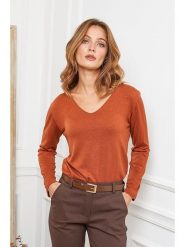 Joséfine Wełniany sweter "Abi" w kolorze rdzawoczerwonym rozmiar: L. Pomarańczowe swetry klasyczne damskie Joséfine, l, z wełny, bez kołnierzyka. Za 209.33 zł.