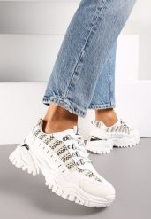 Białe Sneakersy przed Kostkę na Platformie Sparkani. Białe obuwie sportowe damskie Renee, przed kostkę, bez zapięcia. Za 89.99 zł.