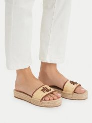 LAUREN RALPH LAUREN Klapki 802P06398003 Beżowy. Brązowe klapki damskie Lauren Ralph Lauren, bez wzorów, z syntetyku, bez obcasa, bez zapięcia. Za 426.99 zł.