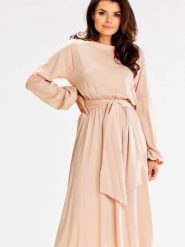 Sukienka Model A602 Beige - awama. Brązowe sukienki damskie Awama, bez wzorów, z elastanu, bez ramiączek. Za 340.97 zł.