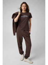 Guess Jeans Spodnie materiałowe 167117 Brązowy. Brązowe spodnie materiałowe damskie Guess Jeans, z aplikacjami, z jeansu. Za 299.99 zł.