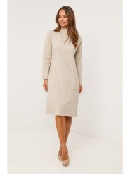 Soft Cashmere Sukienka dzianinowa w kolorze szarobrązowym rozmiar: 38/40. Brązowe sukienki damskie Soft Cashmere, bez wzorów, z dzianiny, klasyczne, bez ramiączek. Za 173.99 zł.