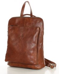 Elegancki plecak damski skórzany premium MARCO MAZZINI brązowy PL66c. Brązowe plecaki bez wzorów, z bawełny. Za 499.00 zł.