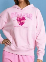 Bluza z nadrukiem - różowy. Czerwone bluzy damskie Sinsay, l, bez wzorów, bez kaptura. Za 59.99 zł.