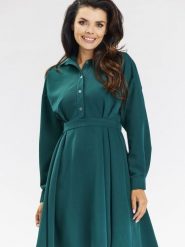 Sukienka Model A668 Bottle Green - awama. Zielone sukienki damskie Awama, bez wzorów, z elastanu, biznesowe, bez ramiączek. Za 398.95 zł.