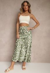 Zielono-Beżowa Panterkowa Spódnica z Wiskozy High Waist Fevirellea. Zielone spódnice damskie Renee, na co dzień, m, bez wzorów, z wiskozy, eleganckie, maxi. Za 44.99 zł.