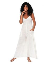 Aller Simplement Kombinezon w kolorze białym rozmiar: 38/40. Białe kombinezony damskie Aller Simplement, bez wzorów, z bawełny, bez kołnierzyka, bez ramiączek. Za 86.99 zł.