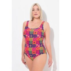 Damskie Strój kąpielowy wzór w płytki bez miękkich miseczek okrągły dekolt. Fioletowe stroje jednoczęściowe Ulla Popken, bez wzorów, z elastanu. Za 199.99 zł.
