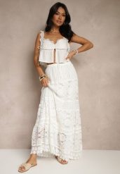 Biała Spódnica z Bawełną i Koronką Voreda. Białe spódnice damskie Renee, na co dzień, l, z aplikacjami, z bawełny, eleganckie, maxi. Za 69.99 zł.