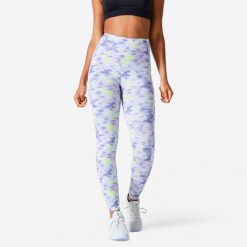 Legginsy fitness damskie Nyamba 520. Fioletowe legginsy damskie DOMYOS, l, bez wzorów, z bawełny. Za 99.99 zł.