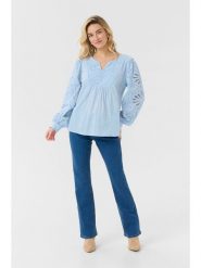 Kaffe Bluzka w kolorze błękitnym rozmiar: 46. Niebieskie bluzki damskie Kaffe, bez wzorów, z bawełny, bez kołnierzyka, bez ramiączek. Za 113.10 zł.