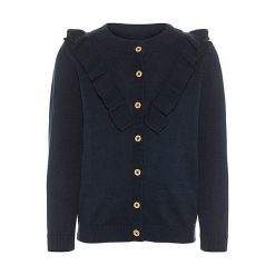 Kardigan "Filippa" w kolorze czarnym. Czarne bluzy niemowlęce Name it, z falbankami. W wyprzedaży za 42.95 zł.