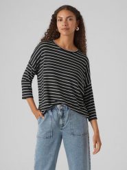 Vero Moda Koszulka w kolorze biało-czarnym rozmiar: XS. Białe koszulki damskie Vero Moda, xs, bez wzorów, bez kołnierzyka, bez ramiączek. Za 28.51 zł.