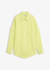 Koszula oversize z przewiewnego muślinu. Białe koszule damskie bonprix, bez wzorów, z bawełny, bez kołnierzyka, bez ramiączek. Za 74.99 zł.