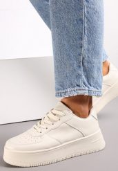 Beżowe Sznurowane Sneakersy na Platformie z Bieżnikiem Arvilla. Brązowe obuwie sportowe damskie Renee, ze skóry, bez zapięcia. Za 59.99 zł.