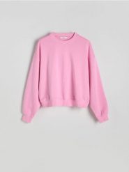 Bawełniana bluza - pastelowy róż. Czerwone bluzy damskie Reserved, l, bez wzorów, z bawełny, bez kaptura. W wyprzedaży za 59.99 zł.