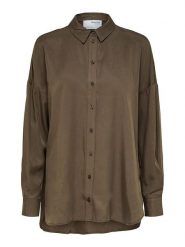 SELECTED FEMME Koszula "Sanni" - Relaxed fit - w kolorze brązowym rozmiar: 34. Brązowe koszule damskie Selected Femme, bez wzorów, z lyocellu, bez kołnierzyka, bez ramiączek. Za 114.71 zł.