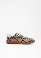 Sneakersy w animalistyczny wzór. Brązowe obuwie sportowe casual damskie bonprix. Za 47.99 zł.