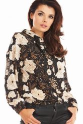 Wzorzysta Bluza z Kapturem - Brązowa. Brązowe bluzy damskie Awama, l, bez wzorów, z materiału, z kapturem. Za 219.90 zł.
