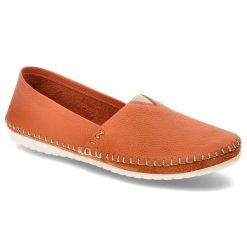 Pomarańczowe Półbuty Armodo Skórzane Wygodne Buty. Brązowe półbuty damskie Armodo, bez wzorów, ze skóry, bez obcasa, bez zapięcia. Za 199.00 zł.