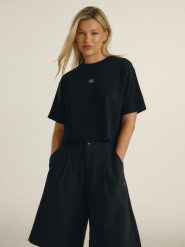 4F T-shirt loose gładki damski 4F x Anna Lewandowska - czarny S. Czarne koszulki sportowe damskie 4F, l, bez wzorów, z bawełny, bez ramiączek, do biegania. Za 79.99 zł.